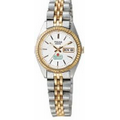 Pulsar Women's Traditional 2 Tone Collection Watch W/ Silver Tone Sunray Di